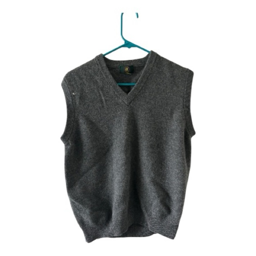 Club Room Lambswool Gray V-Neck Sweater Vest Size L | Cozy Layering Piece